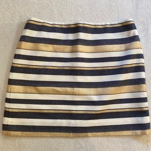 J Crew Factory NWOT striped gold ivory navy miniskirt Sz 4